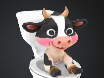 Kuh auf Toilette