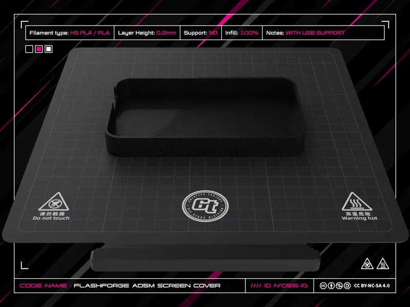 FlashForge AD5M Screen Cover (with USB Support)