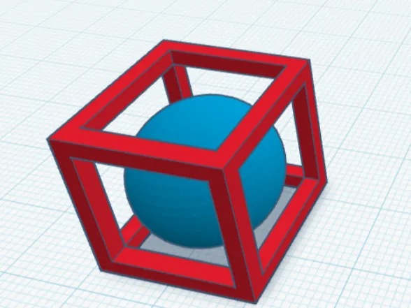 ball stuck in a cube