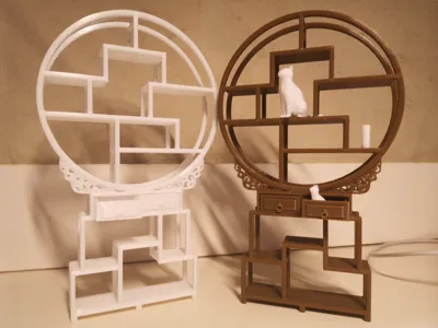 1/12 Bogu shelf Round Chinese antique style cabinet stand Octogenarian ancient battlefield Octogenarian climbing frame