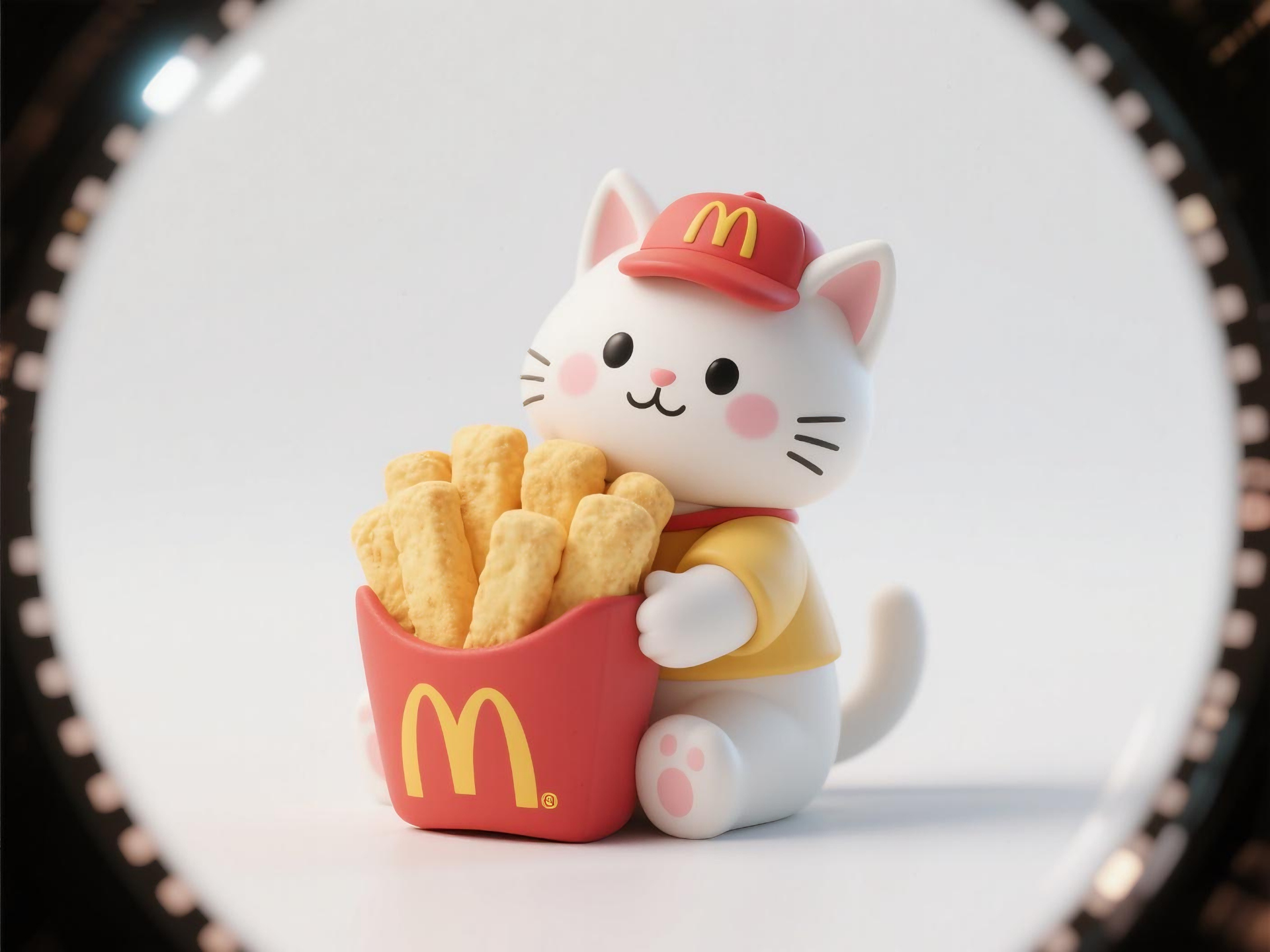 Oturan McDonald's Lucky Cat, Entegre Baskı A1mini için uygun