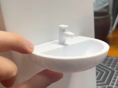 6-inch dollhouse wall-mounted washbasin with faucet
