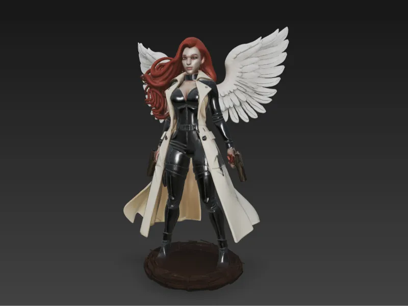 Woman Wings Pistols