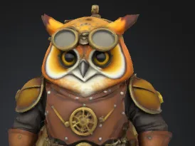 Cute Steampunk Owl Warrior