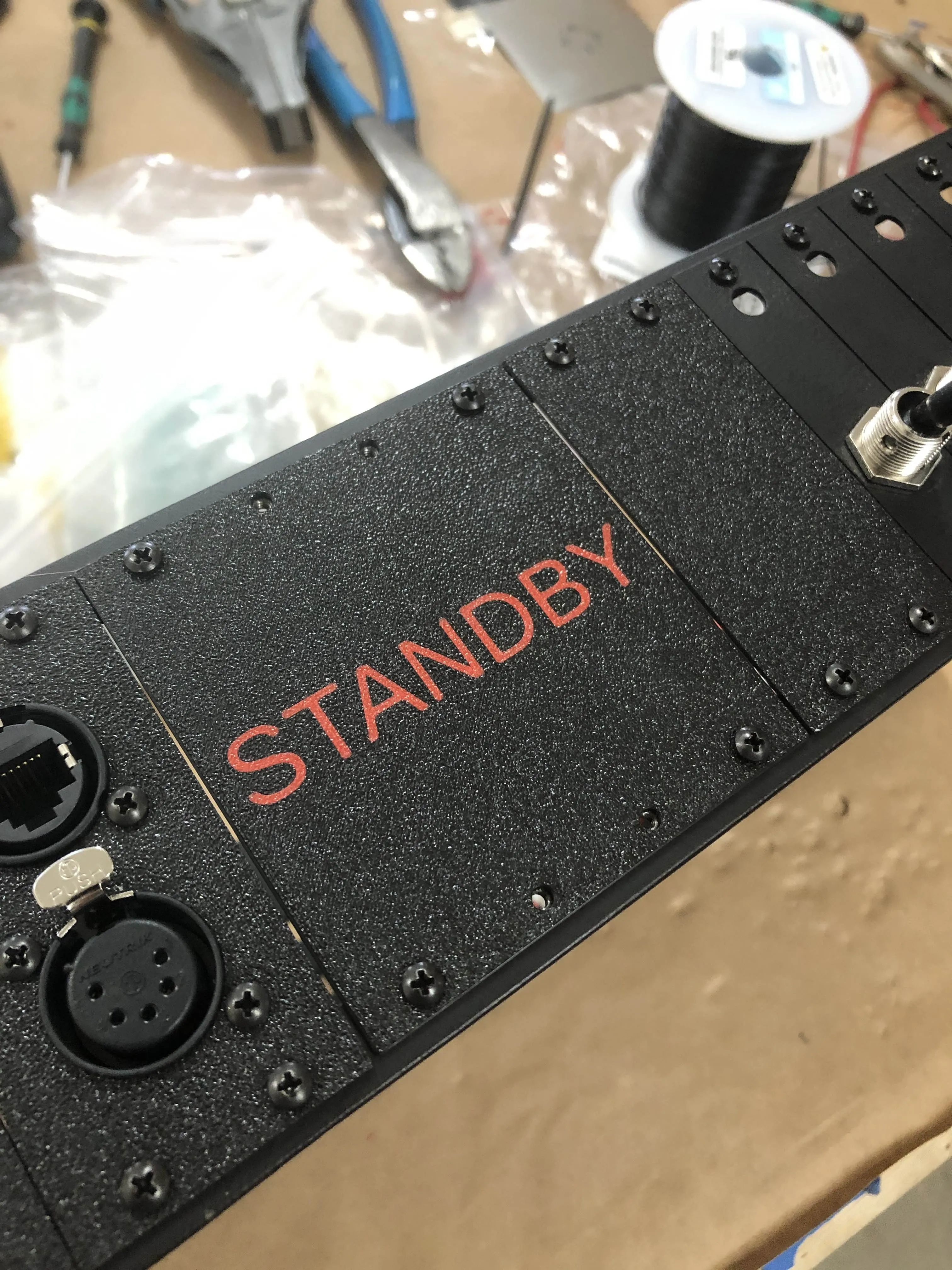 Photograph of quad plate with text mounted in Prospero unit