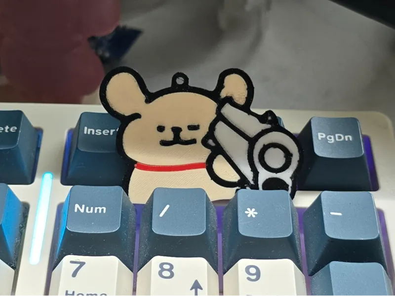 线条小狗Maltese小金毛举枪挂饰
