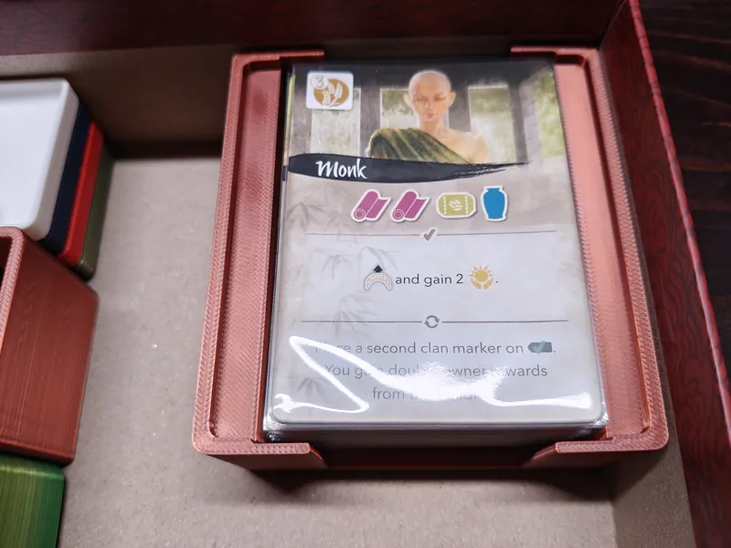 River of Gold sleeved cards and tiles tray