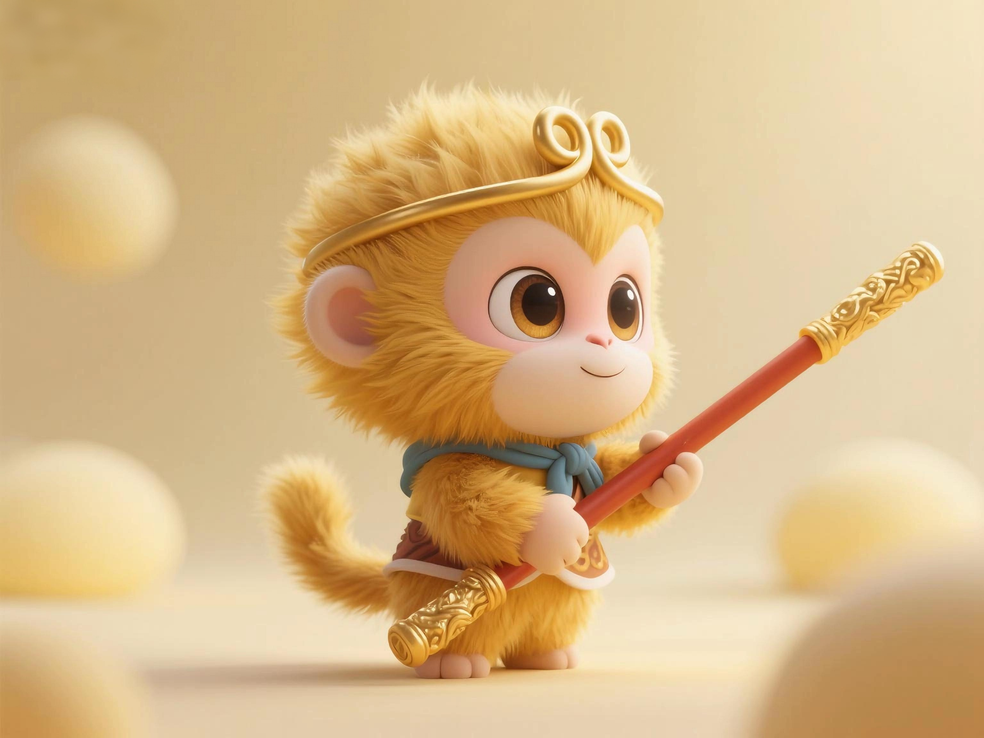 Q Sun Wukong'un Altın Bir Cudgel'i elinde tutan versiyonu, entegre baskı A1mini için uygundur