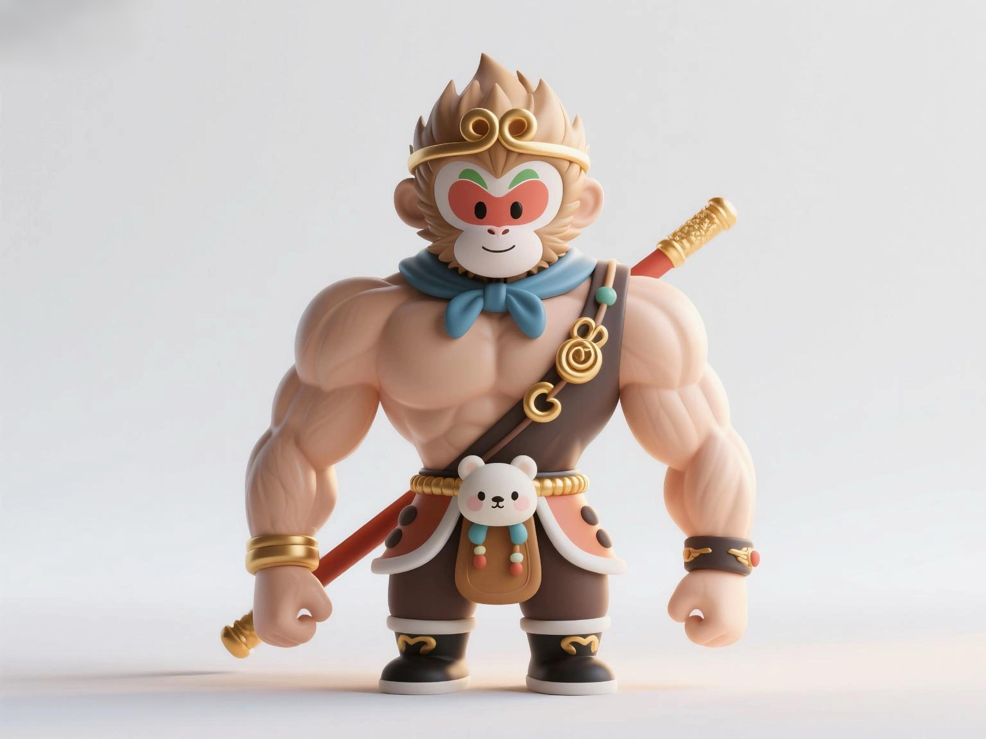Kaslı Man Monkey King Entegre Baskı A1mini Uygulanabilir