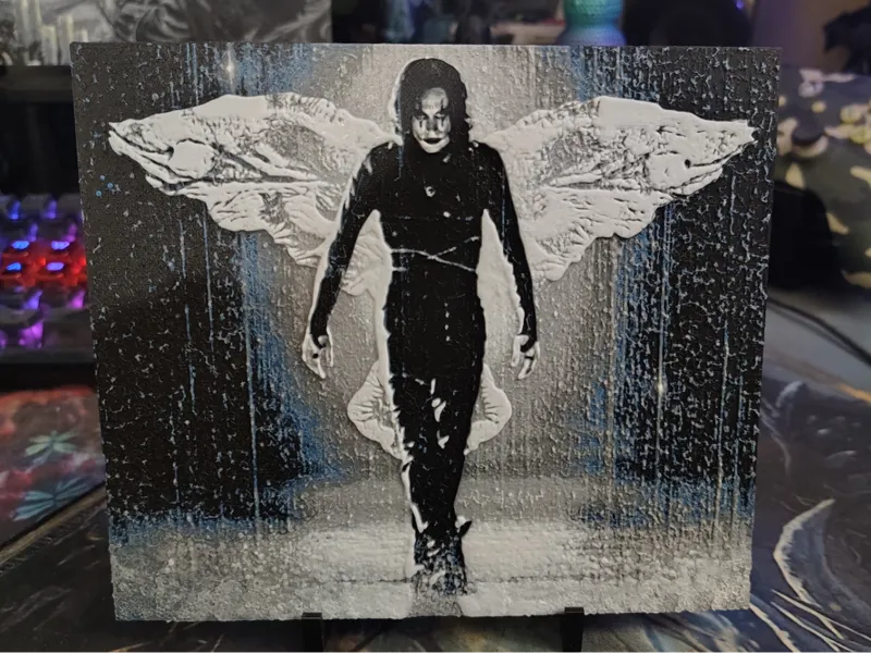 The Crow Walking in the Rain Hueforge