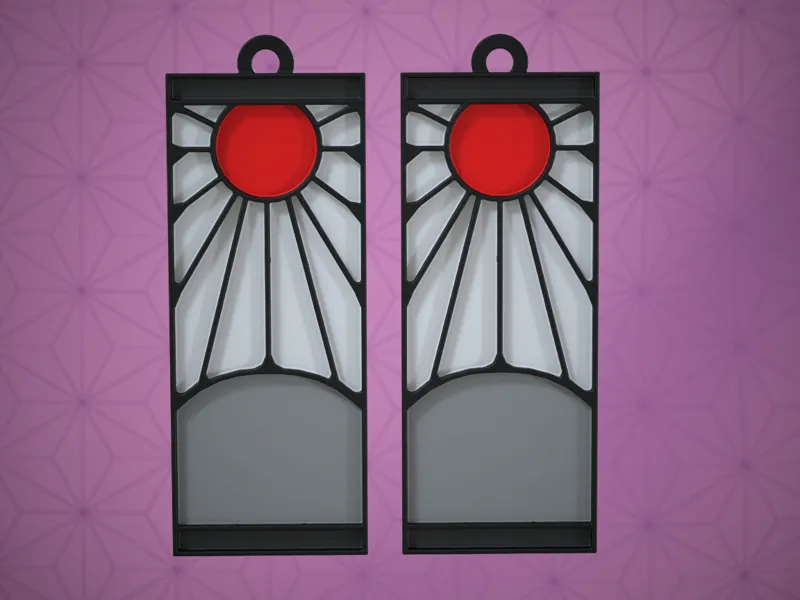 Tanjiro Kamado Hanafuda earrings, Demon Slayer