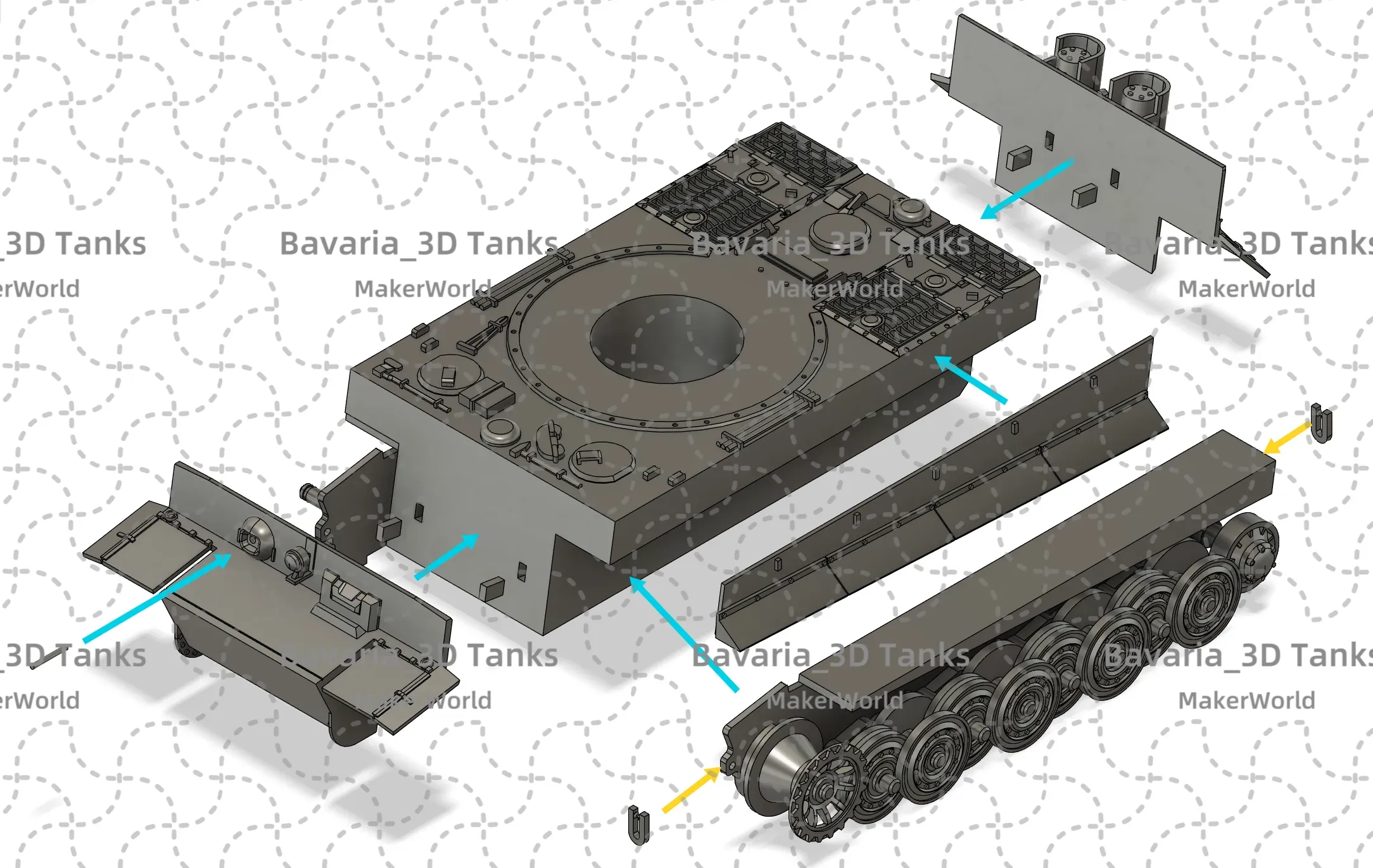 3Dプリント 1/35スケール タイガーI重戦車 簡単組立印刷モデル - 無料