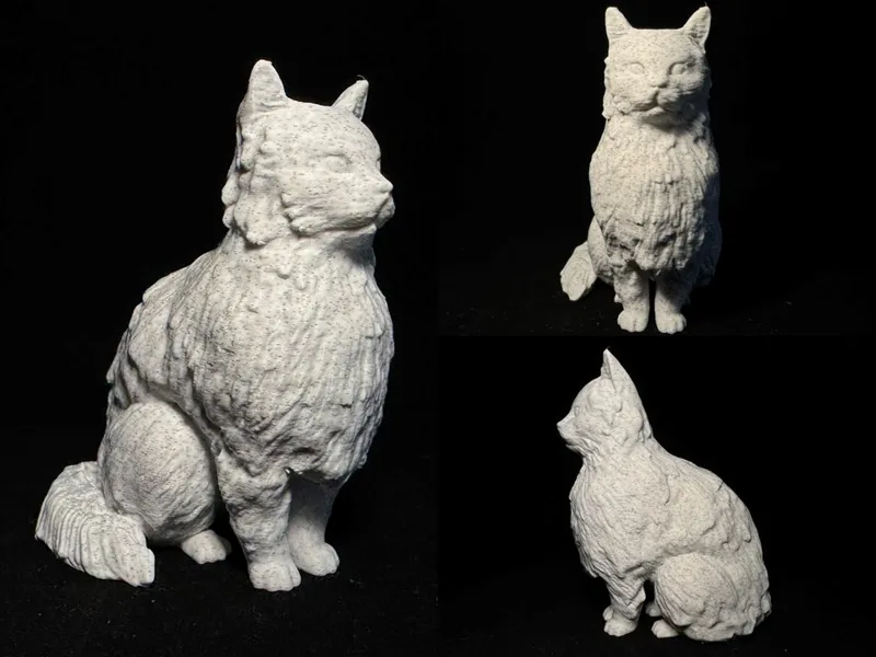 坐姿狮子猫 细腻毛发纹理 雕塑