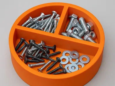 Round Screw Sorter Tray – 3-Compartment Organizer