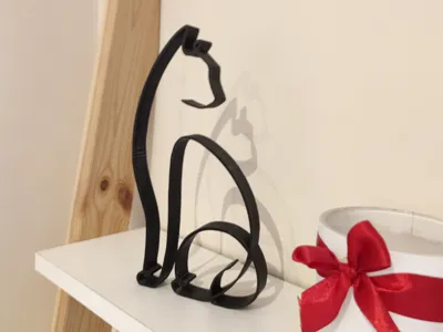 Cat Linear Sculpture Minimalist