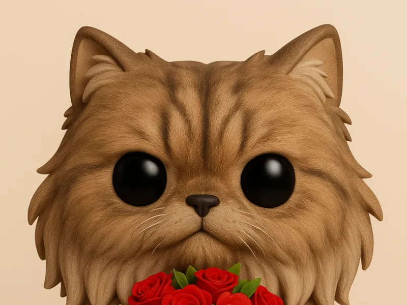 Funko pop Gato buque rosas vermelhas