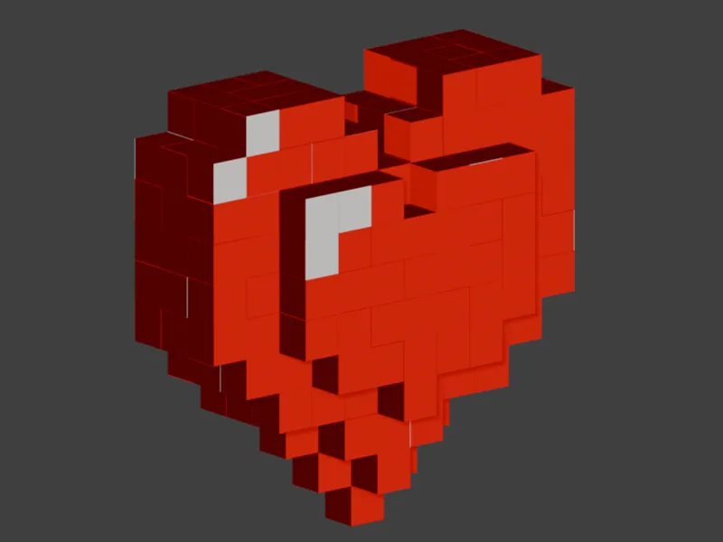 Heart Pixelart 3d Voxel blocks