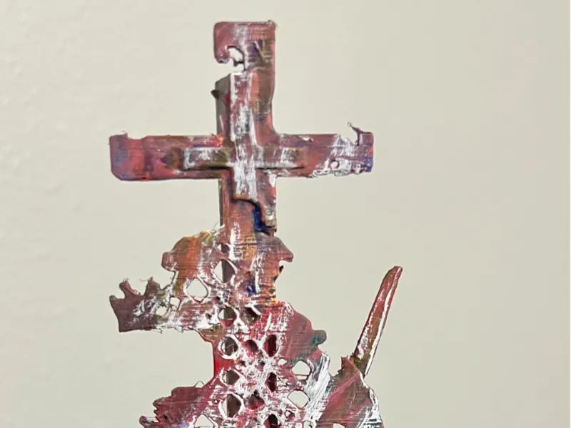 Service Member Tattered Flag with Cross