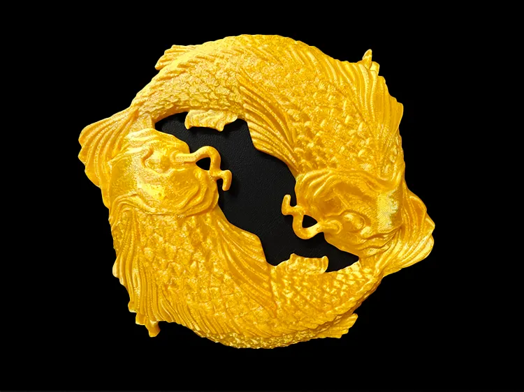 双鱼浮雕 喜庆装饰 摆件