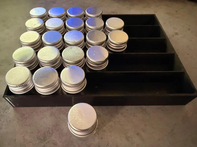 Tray for 35 glasses with 5ml for pills or similar