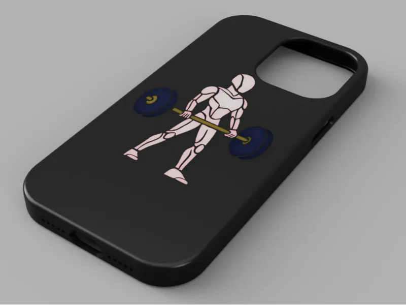 Iphone 14 pro max case -deadlift figurine