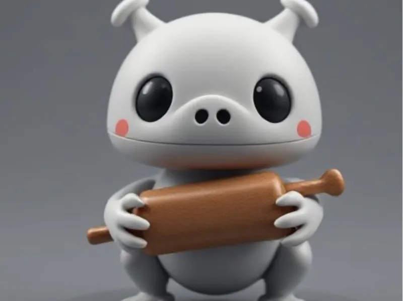 A cute little frog with an rolling pin