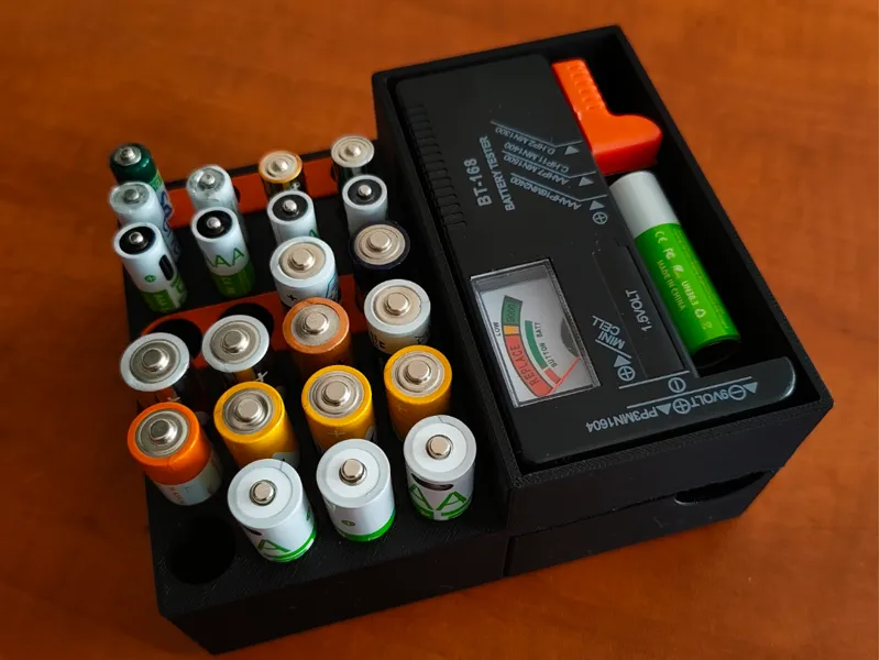 Battery Box with Charger Drawer and Voltage Tester