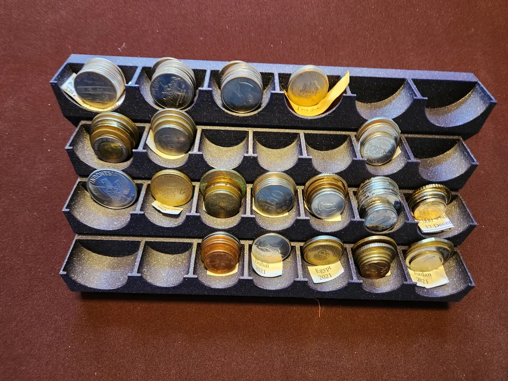 Souvenir and collectible coin display rack by Cache Hit MakerWorld ...