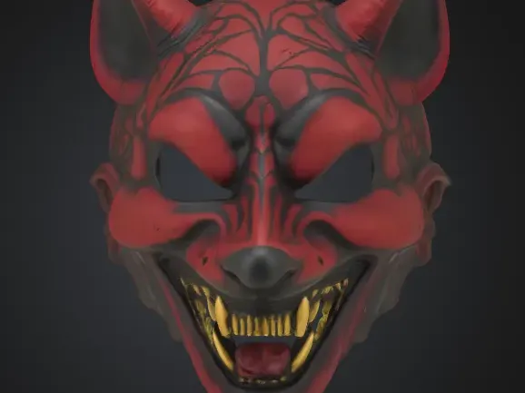 Demon Fox Oni Mask – Grin of the Underworld