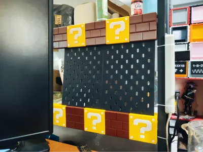 Super Mario bookshelf modification to adapt to IKEA pegboard slides