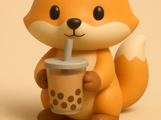 Cute fox with boba