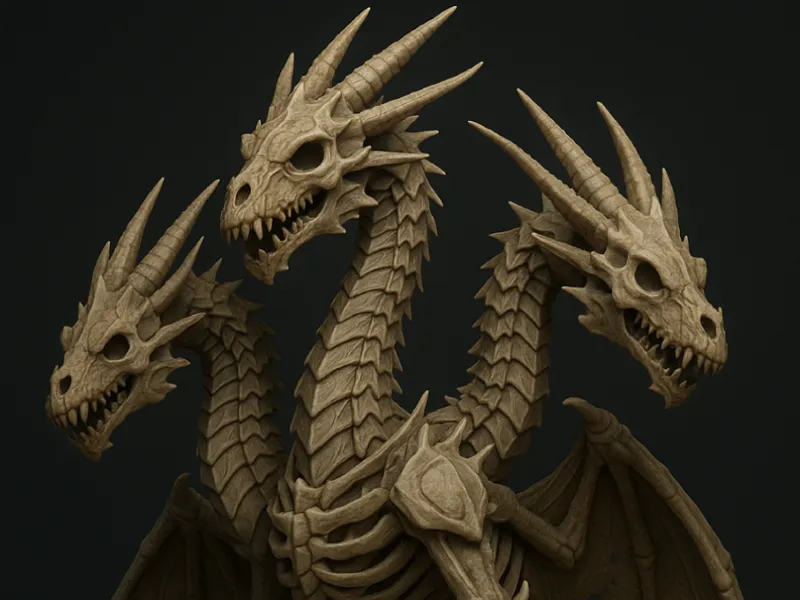 3 head bone dragon decore