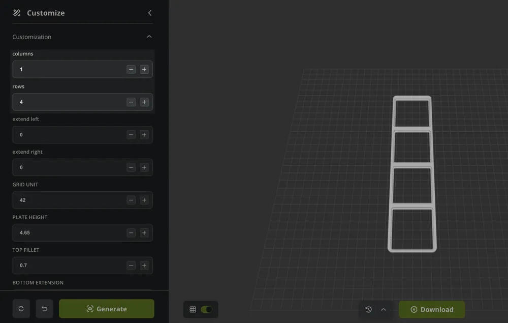 Custom Gridfinity Baseplate FULLY PARAMETRIC by lolatone labs ...
