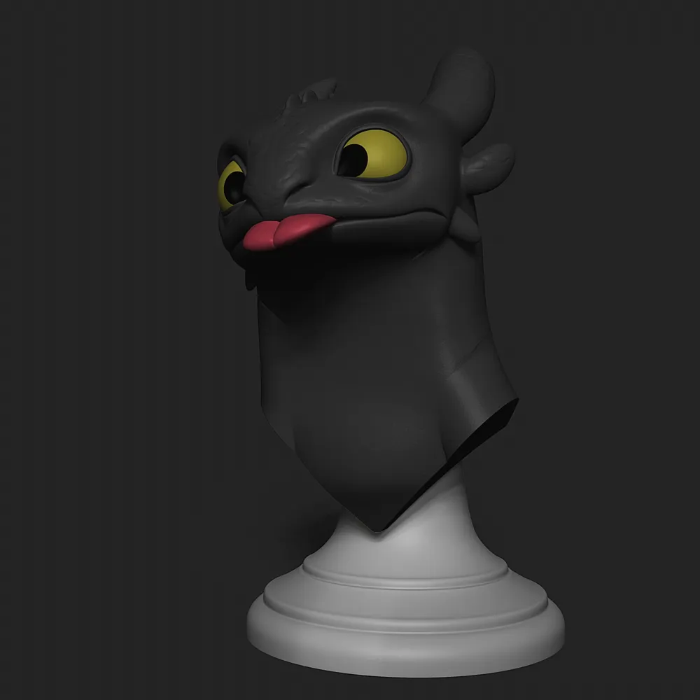 Toothless Night Fury – Playful Bust STL by GALAXIARUM 3D MakerWorld ...