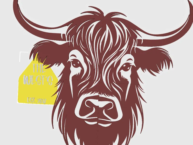 Highland cow head with custom tag