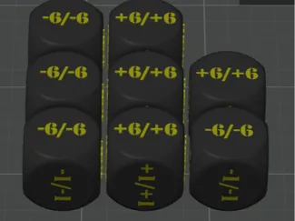 +/- 6 sided dice