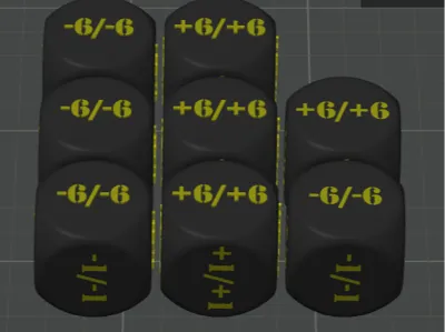 +/- 6 sided dice