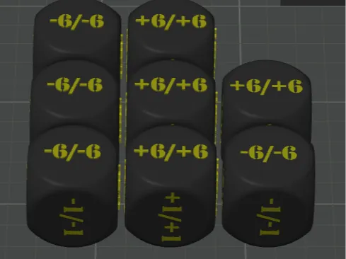 +/- 6 sided dice