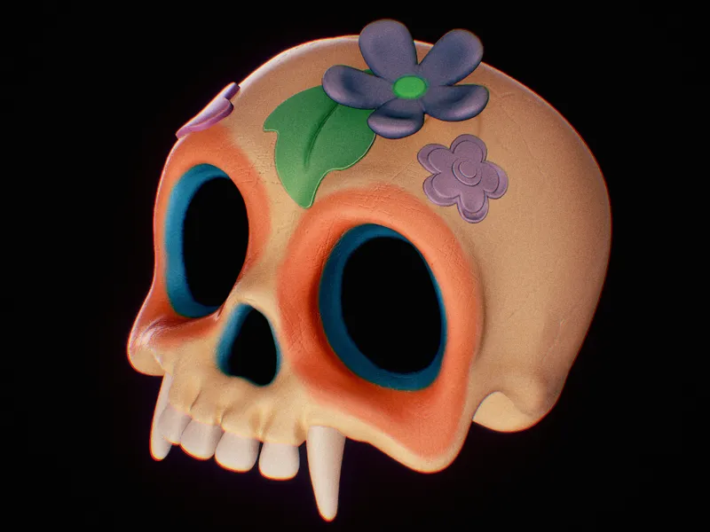 Super cute coloring ancient skull