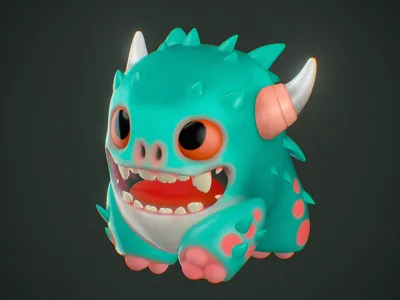 Adorable teal monster