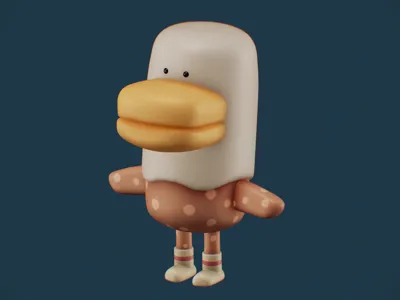 Adorable Standing Duck with Big Mouth