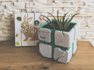 Cracked stone flower pot