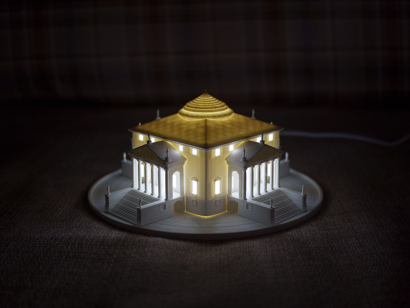 手掌中的建筑史第三弹——圆厅别墅（小夜灯） 可加入LED灯片