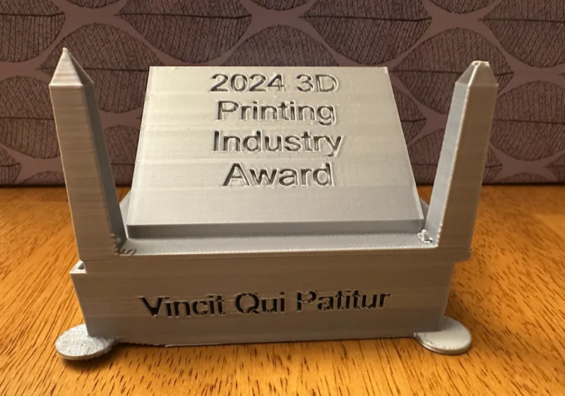3d Printing Industry Award  "Never Give Up"