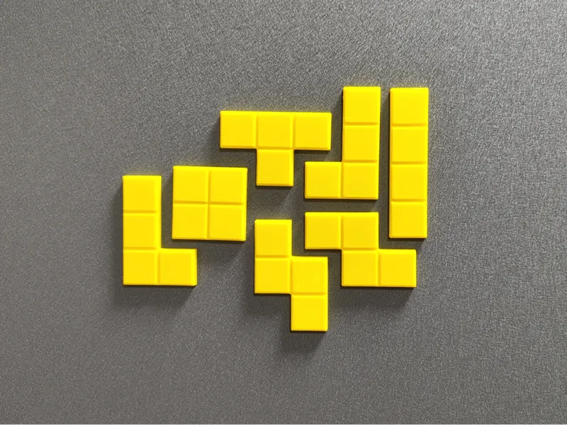 参数化俄罗斯方块磁吸冰箱贴 Parametric Tetris magnets OpenSCAD