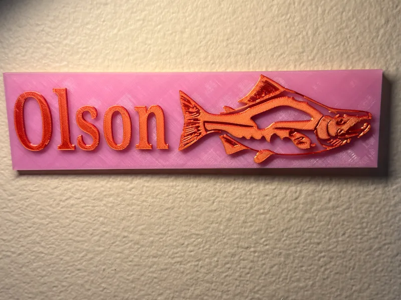 Olson Fish name plate'