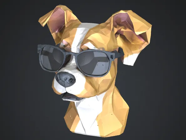 Low poly dog bust