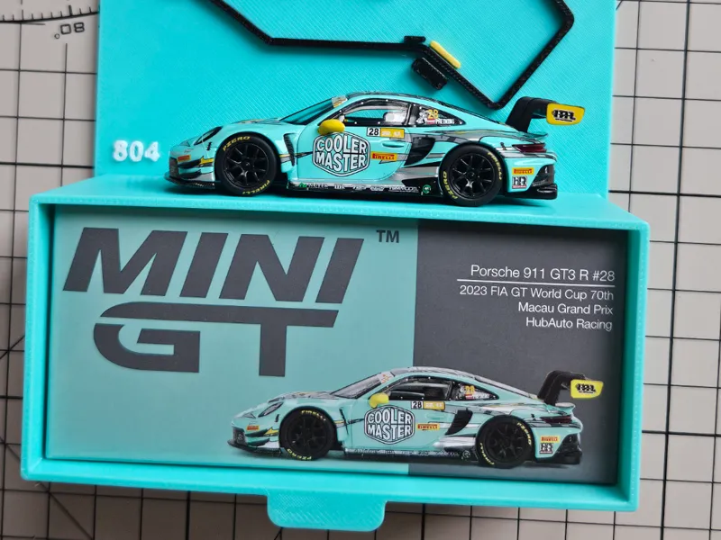 miniGT804 保时捷911GT3R藤椒牛肉面小车展示挂卡