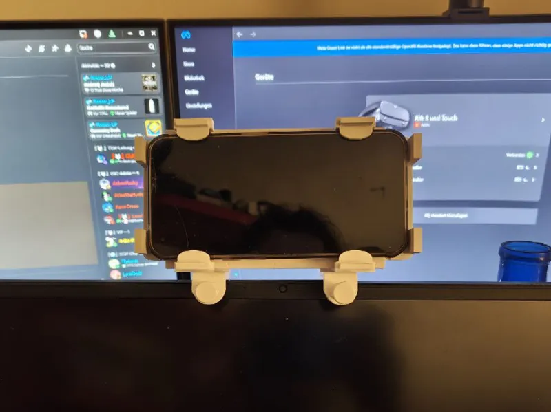 Phone holder for pc screen (improved)