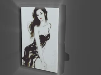 美女水墨画浮雕+相框